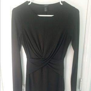 Twist front bodycon black mini dress NWOT
